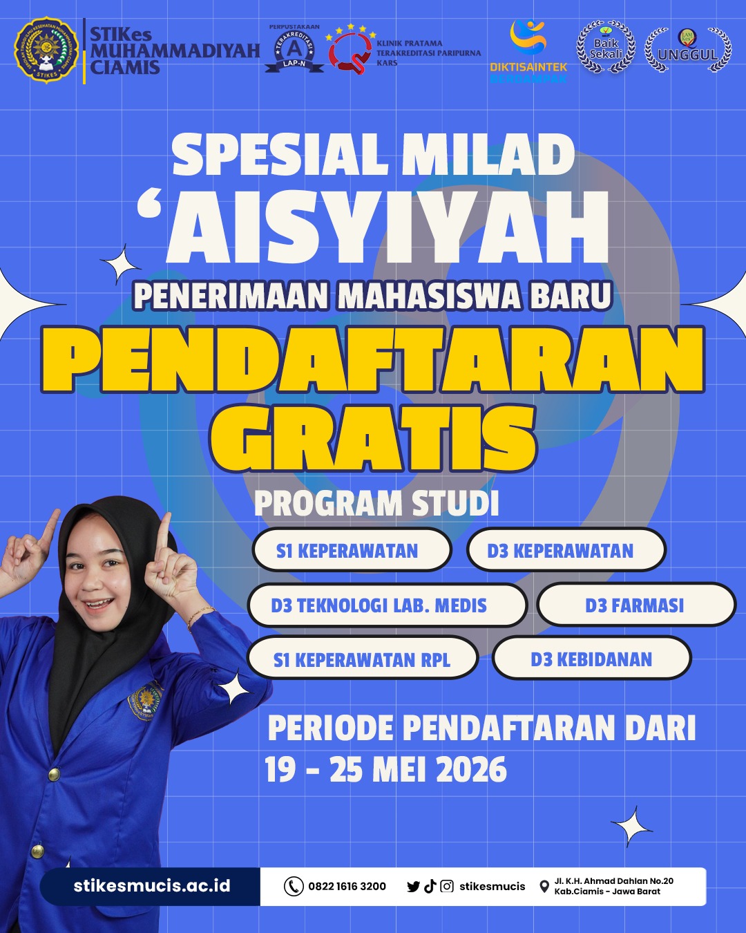 Pendaftaran Gratis STIKes Muhammadiyah Ciamis Spesial Milad 'Aisyiyah 2026!