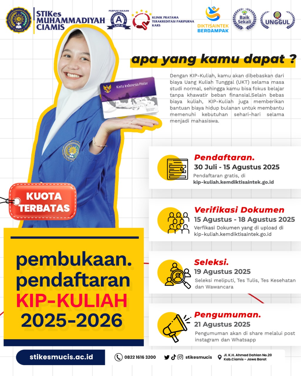 Peluang Emas! Pendaftaran KIP-Kuliah 2025-2026 di STIKes Muhammadiyah Ciamis Dib...
